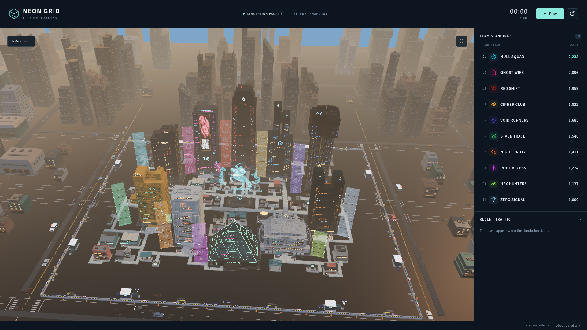 City at the start of the competition